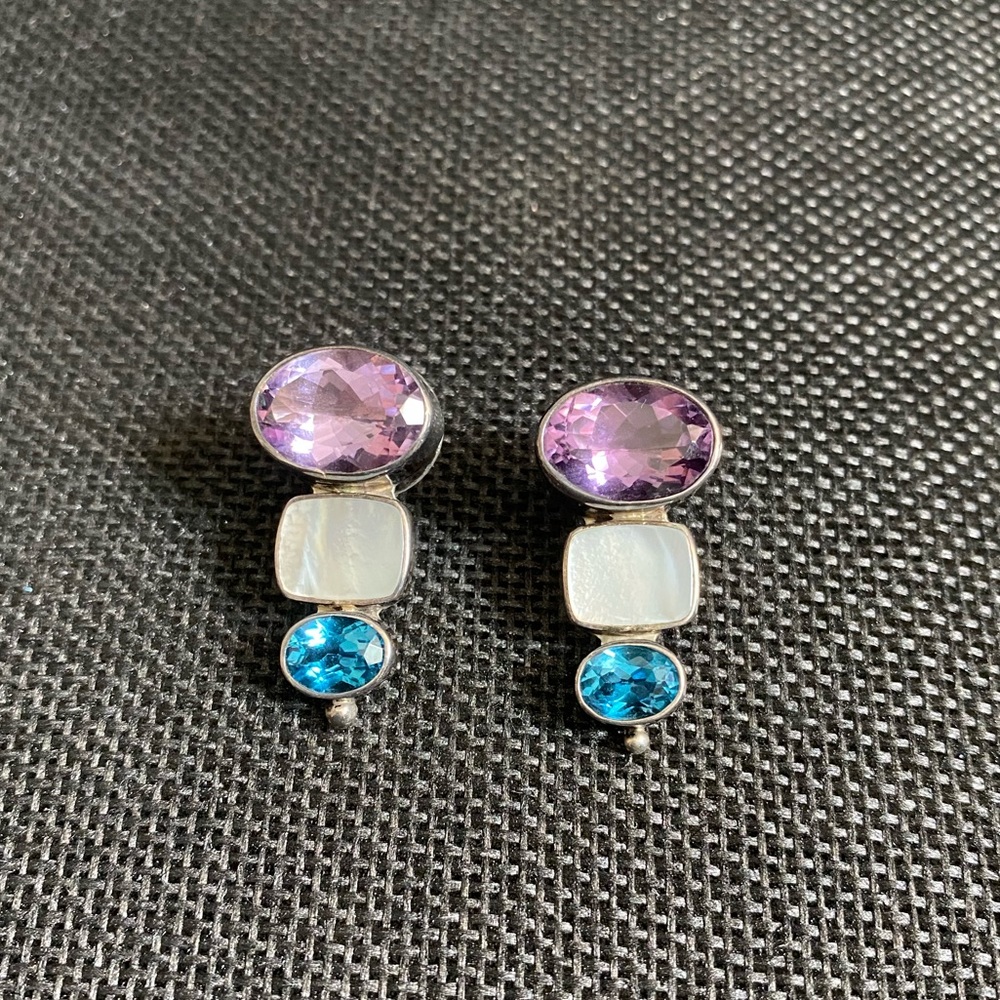 Obsidian sterling earrings